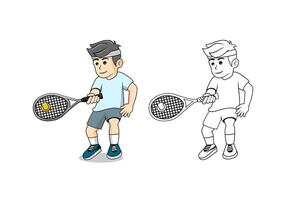 Tennis Spieler Karikatur Design Illustration vektor