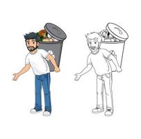 Karikatur Charakter und Müll Design Illustration vektor