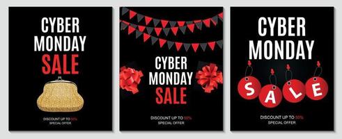 Cyber Monday Sale Angebote Design Template Collection Set Vector Illustration