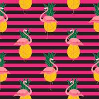 bunter rosa Flamingo und Ananas nahtlose Hintergrundmuster. Vektor-Illustration vektor