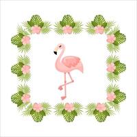 tropisk blommor och flamingo sommar baner, grafisk bakgrund, exotisk blommig inbjudan, flygblad eller kort. vektor