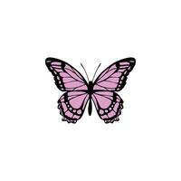 lila Schmetterling Zeichnung, Rosa Schmetterling auf ein isoliert Weiß Hintergrund, Schmetterling Logo Symbol Illustration, Hand gezeichnet Monarch Schmetterling mit lila Gradient Farbe ästhetisch, bunt Schmetterling vektor