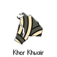 Karte Stadt von khor khwair Design, National Grenzen und wichtig Städte Illustration vektor