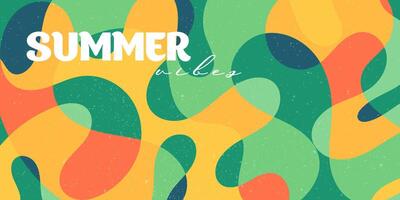 Sommer- Stimmung . horizontal Poster, Gruß Karte, Webseite Header, Etikette oder Flyer. modern Layout Design Vorlagen mit dynamisch Overlay bunt Flüssigkeit Formen. Lager Banner vektor