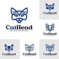 einstellen von Katze Logo Vorlage, kreativ Katze Kopf Logo Design Konzepte vektor