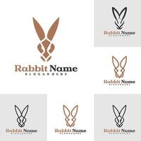 uppsättning av kanin logotyp mall, kreativ kanin huvud logotyp design begrepp vektor