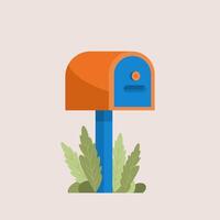 Briefkasten. Illustration von ein Briefkasten Stehen auf ein Stück von hoch Grün Gras. ein Loch zum Briefe. vektor