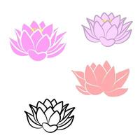 uppsättning av vatten lilja blomma ClipArt vår lotus blommig stencil översikt teckning illustration vektor