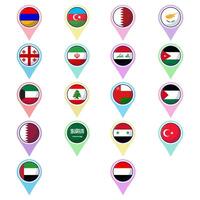 eben von Westen asiatisch Länder Flagge Symbol Maskottchen Sammlung vektor