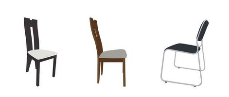 set med moderna och antika möbler bekväma stolar och barstol. vektor illustration.