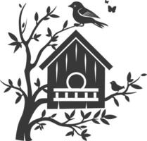 Silhouette Vogel Haus schwarz Farbe nur vektor