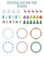 jul- och nyårsfestflaggor, buntings, penslar för att skapa en festinbjudan eller ett kort. vektor illustration