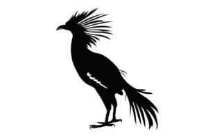 hoatzin fågel silhuett svart ClipArt isolerat på en vit bakgrund vektor