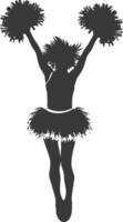 Silhouette Cheerleader im Aktion voll Körper schwarz Farbe nur vektor