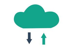 Wolke herunterladen Symbol. Wolke mit Pfeil. Symbol verbunden zu Information Technologie. solide Symbol Stil. Technologie Element Illustration vektor