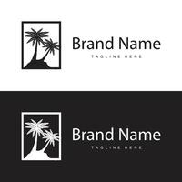 Kokosnuss Baum Logo Design Vorlage Palme Baum Silhouette Illustration Sommer- Strand Meer Pflanze vektor