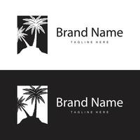 Kokosnuss Baum Logo Design Vorlage Palme Baum Silhouette Illustration Sommer- Strand Meer Pflanze vektor