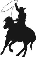 Cowboy Silhouette mit Pferd und Seil. Illustration Design. vektor