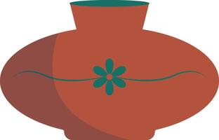 Keramik Vase Illustration im Blume und Blumen- Muster Dekoration. isoliert auf Weiß Hintergrund. vektor