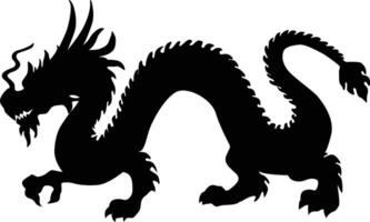 Chinesisch Drachen Silhouette, Chinesisch Tierkreis, Horoskop Symbol auf Weiß Hintergrund. isoliert schwarz Silhouette. vektor