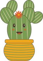 kawaii Karikatur eingetopft Kaktus auf Weiß Hintergrund. isoliert Illustration vektor