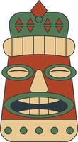 hawaiian tiki mask i platt design. isolerat illustration vektor