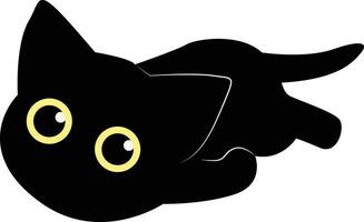 internationell katt dag silhuett. illustration av svart söt katt. isolerat på vit bakgrund. vektor