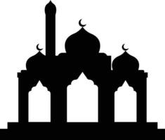 isoliert schwarz Silhouette von Moschee. eid Mubarak. Illustration auf Weiß Hintergrund. vektor