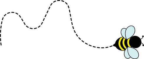 Biene fliegend auf gepunktet Weg. isoliert Illustration auf ein Weiß Hintergrund vektor