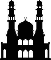 isoliert schwarz Silhouette von Moschee. eid Mubarak. Illustration auf Weiß Hintergrund. vektor