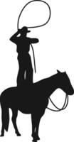 Cowboy Silhouette mit Pferd und Seil. Illustration Design. vektor