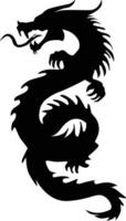 kinesisk drake silhuett, kinesisk zodiaken, horoskop symbol på vit bakgrund. isolerat svart silhuett. vektor