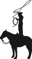 Cowboy Silhouette mit Pferd und Seil. Illustration Design. vektor