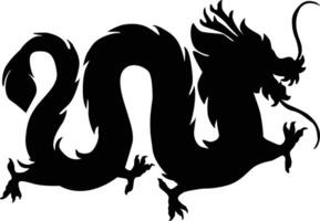 Chinesisch Drachen Silhouette, Chinesisch Tierkreis, Horoskop Symbol auf Weiß Hintergrund. isoliert schwarz Silhouette. vektor