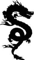 kinesisk drake silhuett, kinesisk zodiaken, horoskop symbol på vit bakgrund. isolerat svart silhuett. vektor