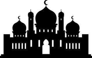 isoliert schwarz Silhouette von Moschee. eid Mubarak. Illustration auf Weiß Hintergrund. vektor