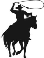 cowboy silhuett med häst och rep. illustration design. vektor
