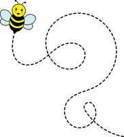 Biene fliegend auf gepunktet Weg. isoliert Illustration auf ein Weiß Hintergrund vektor
