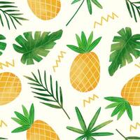 Aquarell Ananas und tropisch Blätter nahtlos Muster vektor