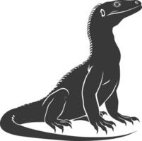 silhuett comodo drake reptil djur- svart Färg endast full kropp vektor