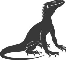 Silhouette comodo Drachen Reptil Tier schwarz Farbe nur voll Körper vektor