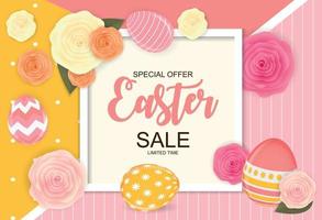 Ostern Verkauf süßer Hintergrund mit Blumen und Eiern. Vektor-Illustration vektor