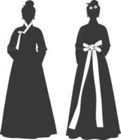 Silhouette unabhängig Koreanisch Frauen tragen Hanbok schwarz Farbe nur vektor