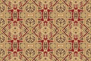 uralt Muster nahtlos australisch Ureinwohner Muster Motiv Stickerei, Ikat Stickerei Design zum drucken ägyptisch Muster tibetanisch Mandala Kopftuch vektor