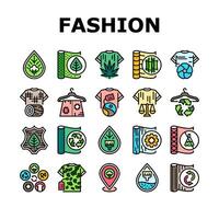 hållbar mode textil- eco ikoner uppsättning vektor