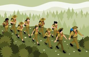 scout wandern isometrische illustration vektor