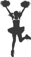 Silhouette Cheerleader im Aktion voll Körper schwarz Farbe nur vektor