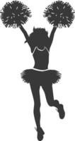 Silhouette Cheerleader im Aktion voll Körper schwarz Farbe nur vektor