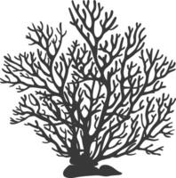 silhuett koraller är marin ryggradslös djur- svart Färg endast vektor