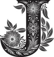 dekorativ alfabet illustration svart och vit illustration vektor